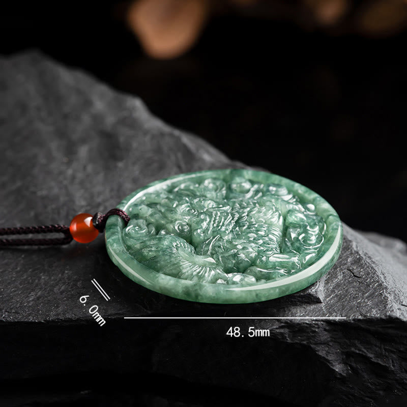 KarmaRipple's Authentic Jade Kirin Abundance String Pendant Necklace p9