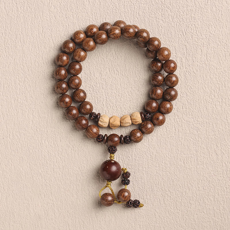 KarmaRipple's Sandalwood Small Leaf Red Sandalwood Bodhi Seed Purification Double Wrap Bracelet p22