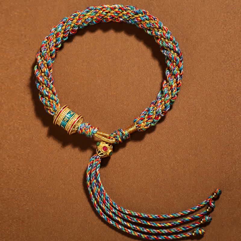KarmaRipple's Tibetan Handmade Fortune Thangka Prayer Wheel Talisman Weave String Bracelet p17
