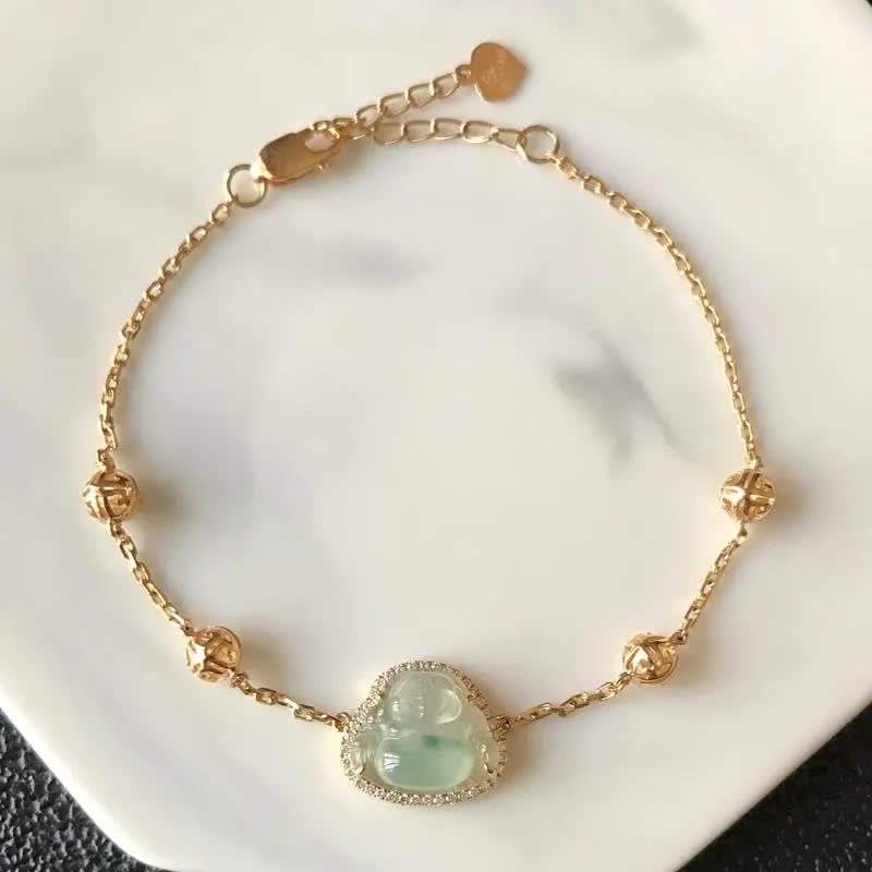 KarmaRipple's Laughing Buddha Jade Abundance Chain Bracelet p6
