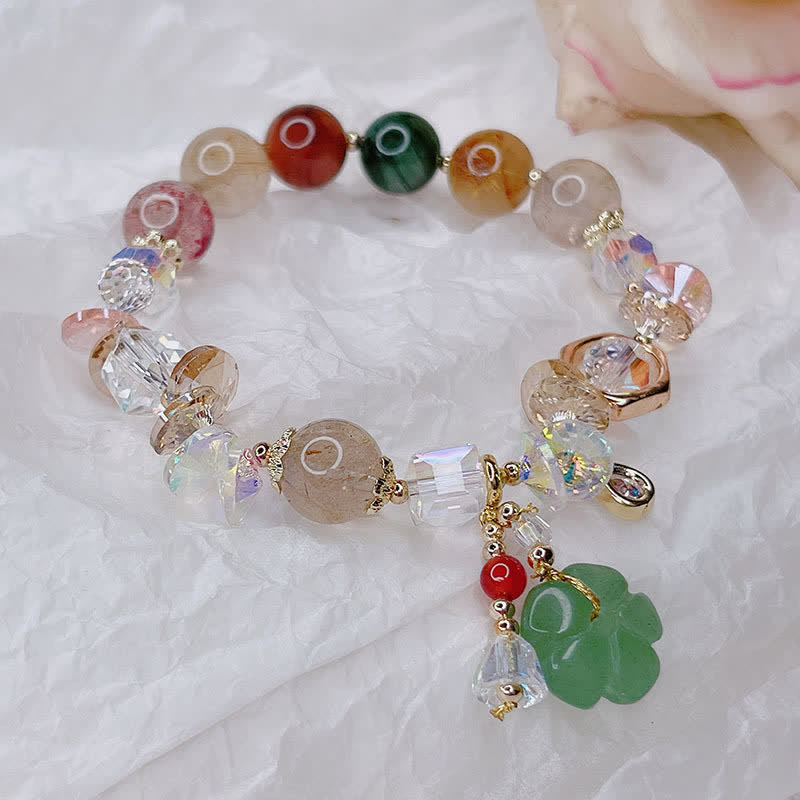 KarmaRipple's Colorful Gemstone Green Aventurine Flower Bead Fortune Bracelet p4