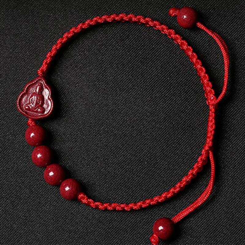 KarmaRipple's Laughing Buddha Avalokitesvara Cinnabar Blessing String Bracelet p5
