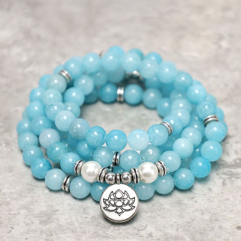 KarmaRipple's Authentic Amazonite Stone Balancing Lotus Mala Bracelet p2