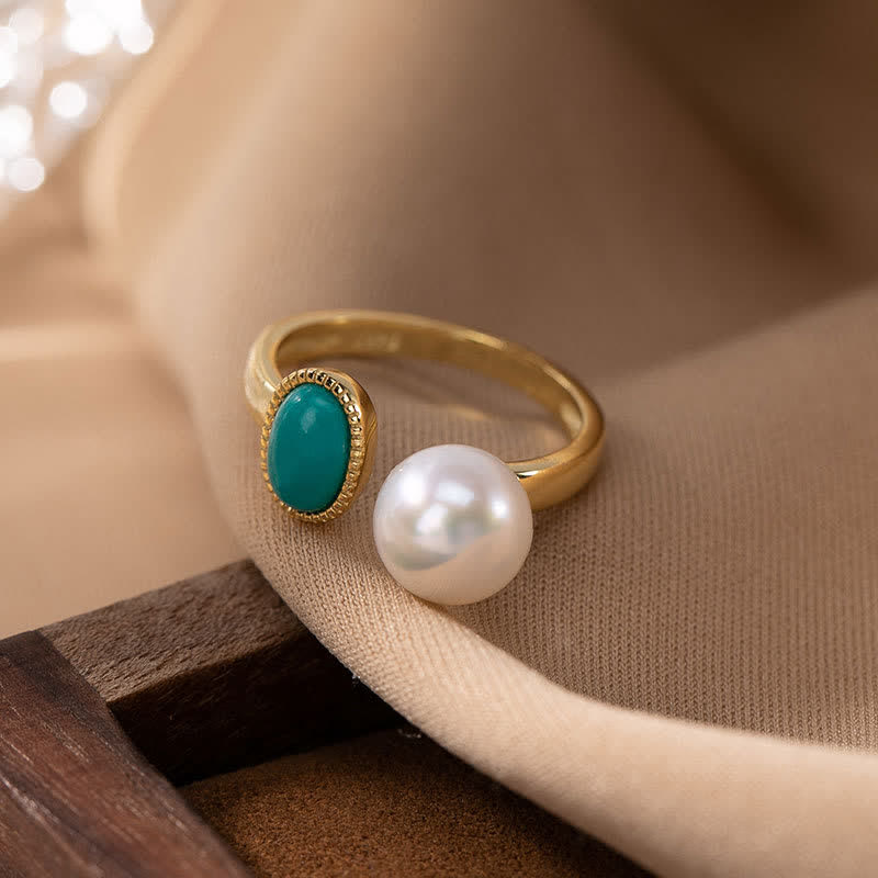 KarmaRipple's 925 Sterling Silver Pearl Turquoise Balancing Ring Earrings Pendant Necklace p15