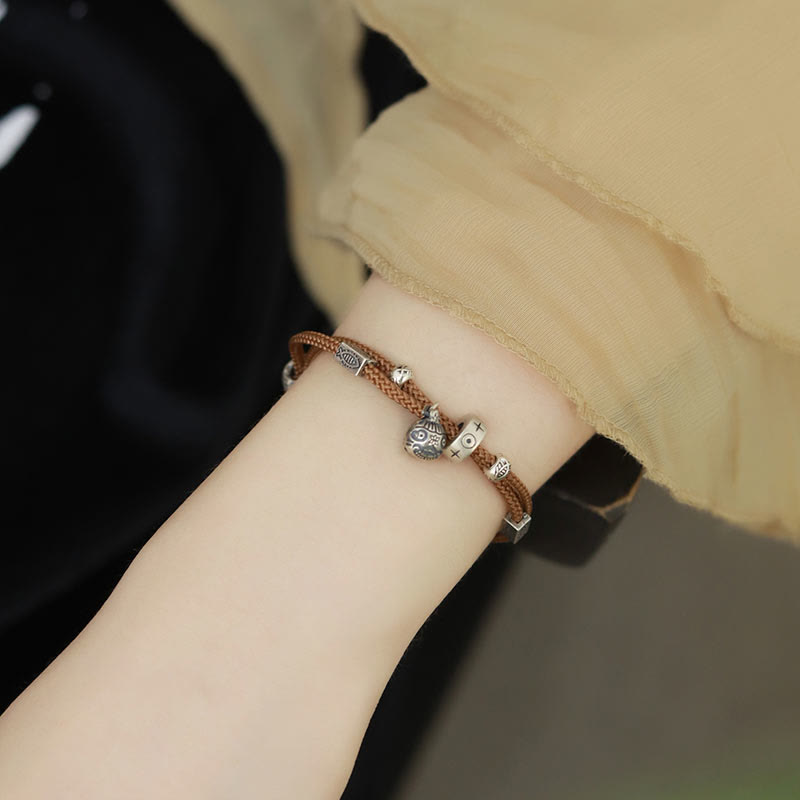 KarmaRipple's 925 Sterling Silver Gold Swallowing Beast Koi Fish Wealth Handcrafted Woven Bracelet p23