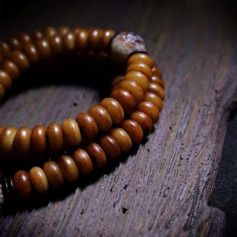 KarmaRipple's Tibet 108 Mala Beadwork Yak Bone Three-eyed Dzi Bead Keep Away Evil Spirits Bracelet p7