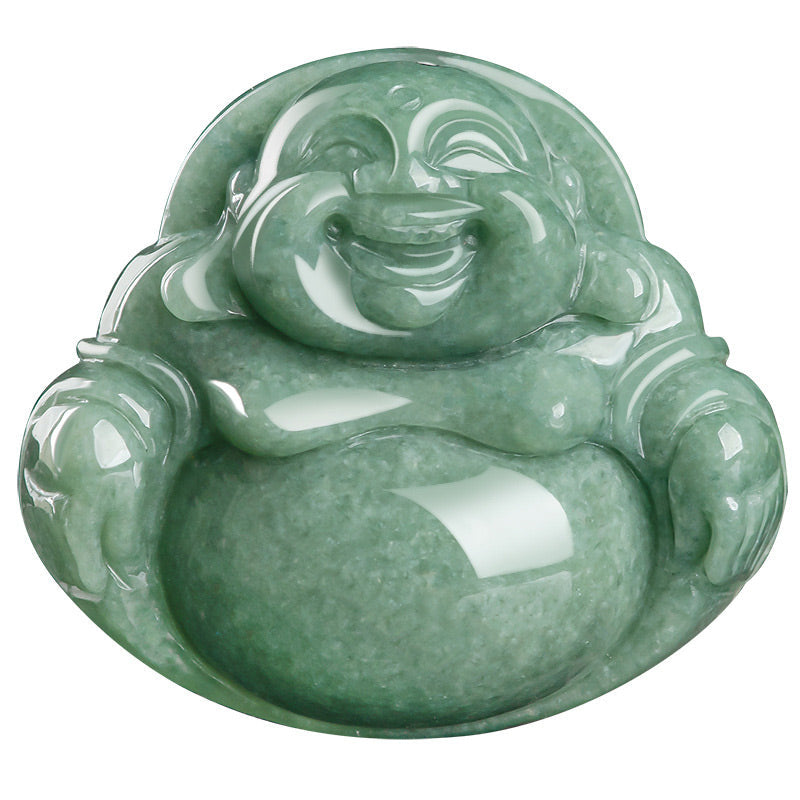 KarmaRipple's Laughing Buddha Cyan Jade Balance Pendant String Bead Necklace p9