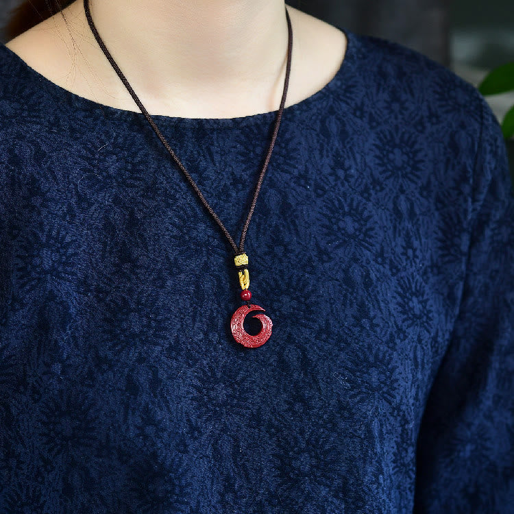 KarmaRipple's One's Fortune Improves Design Patern Authentic Cinnabar Blessing Pendant Necklace p7