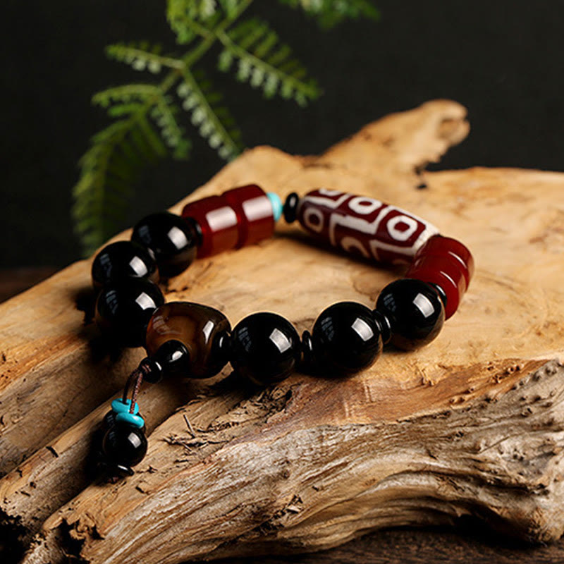 KarmaRipple's Tibetan Nine-Eye Dzi Bead Black Onyx Wealth Protection Bracelet p6