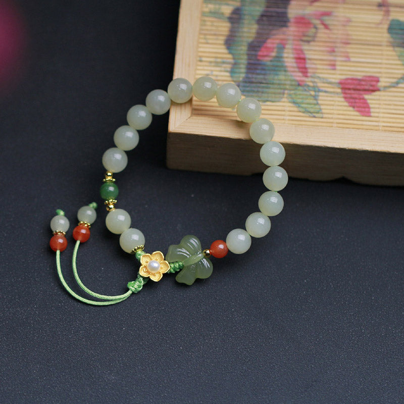 KarmaRipple's 925 Sterling Silver Jade Fortune Flower Butterfly Bracelet p4