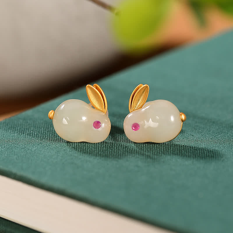 KarmaRipple's 925 Sterling Silver Year of the Rabbit Hetian Jade Fortune Ring Earrings Pendant Necklace p2