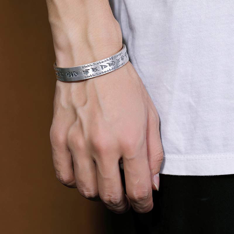 KarmaRipple's 999 Sterling Silver Om Mani Padme Hum Lotus Wisdom Bracelet Bangle p5