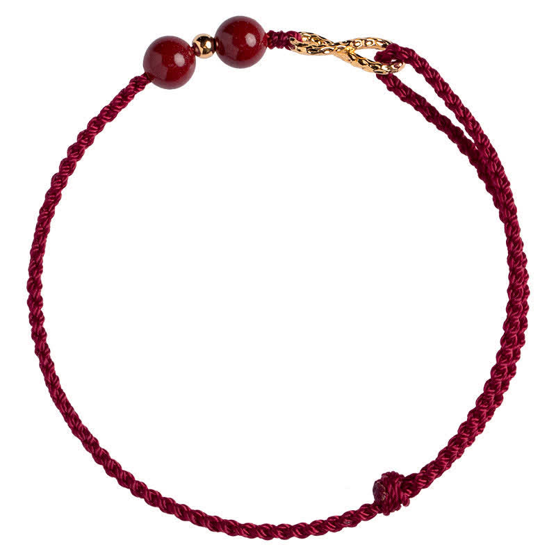 KarmaRipple's Cinnabar Blessing Red String 14K Gold Infinity Symbol Bracelet Anklet p10