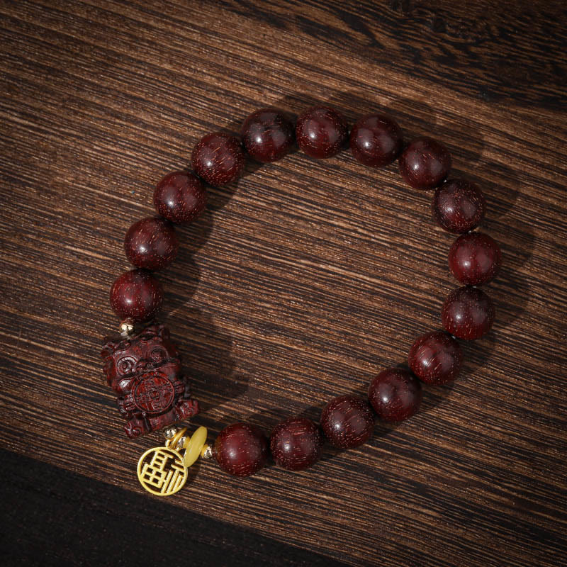 KarmaRipple's Small Leaf Red Sandalwood Gold Swallower Calm Bracelet p2