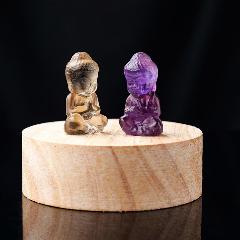 KarmaRipple's Various Gemstone Amethyst Pink Gemstone Ivory Gemstone Citrine Buddha Carved Spiritual Balancing Pendant Necklace Decoration ( p12