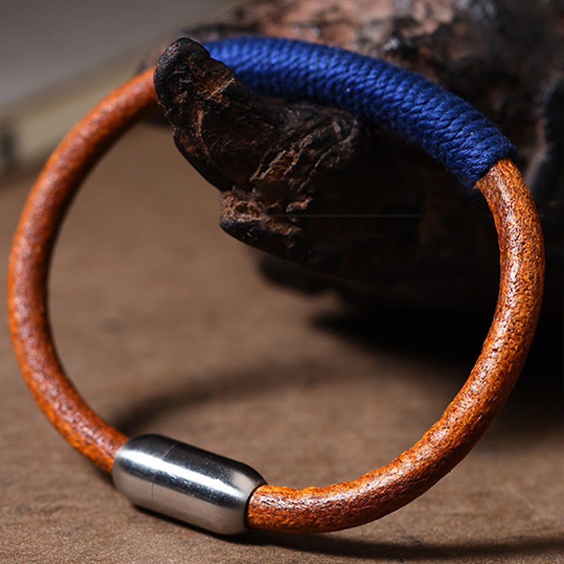 KarmaRipple's Tibetan Leather Handmade Five Elements Fortune Braid String Buckle Bracelet p12