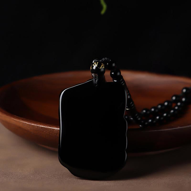KarmaRipple's Black Obsidian Elephant Protection String Pendant Necklace Key Chain p12