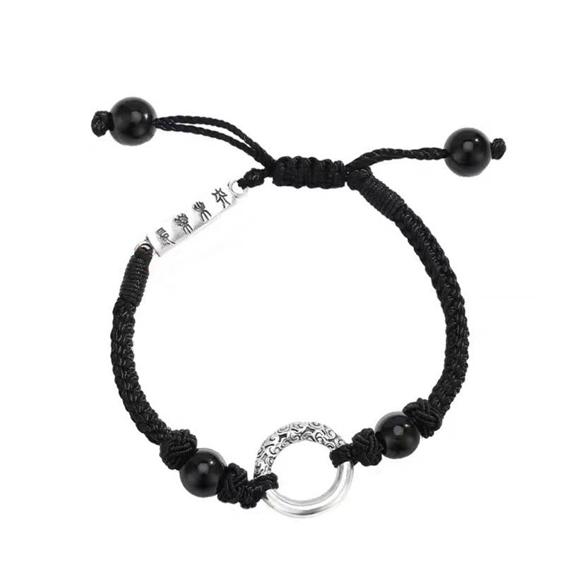 KarmaRipple's 925 Sterling Silver Black Onyx Peace Buckle Protection Bracelet p12