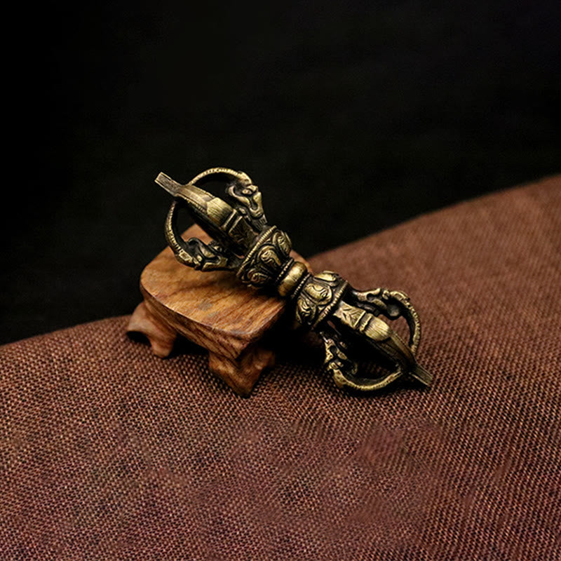 KarmaRipple's Handmade Nepal Five Prong Three Prong Vajra Dorje Strength Bronze Decoration p4