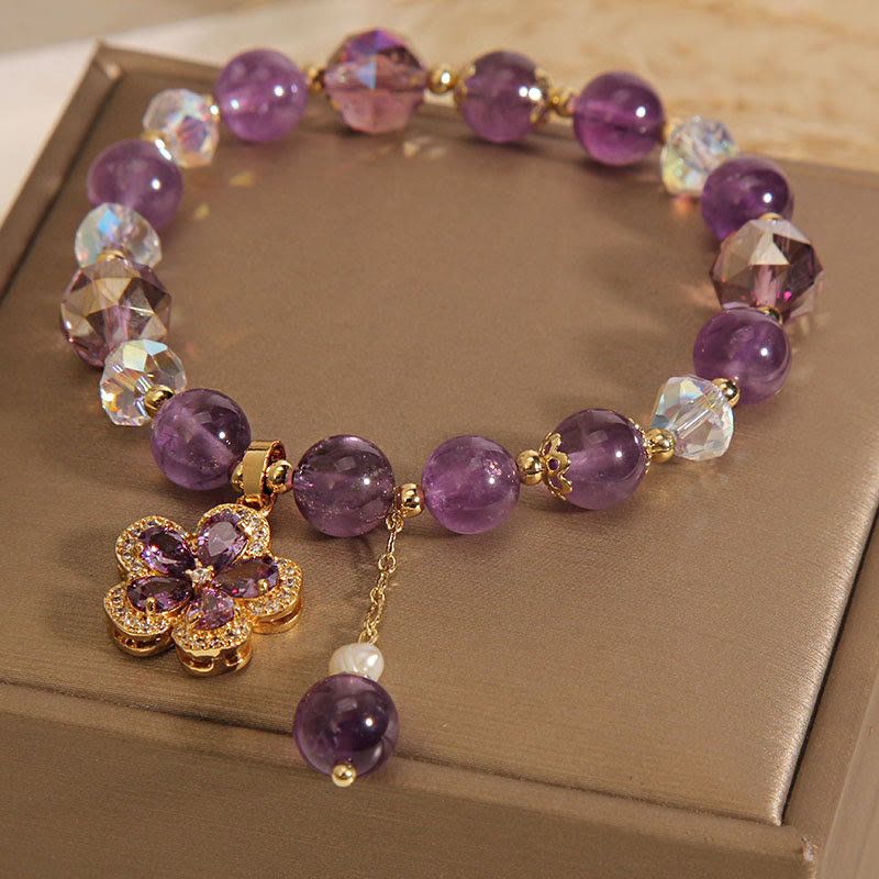 KarmaRipple's Authentic Amethyst Pearl Flower Talisman Positive Transformation Bracelet p3