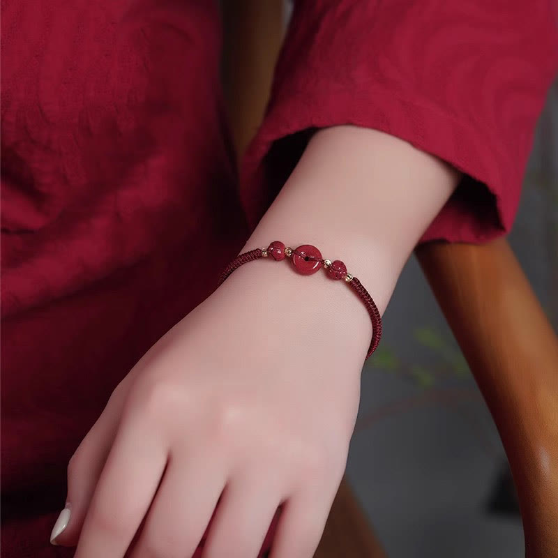 KarmaRipple's Handmade Cinnabar Peace Buckle Lotus Calm Blessing Woven Rope Bracelet p16