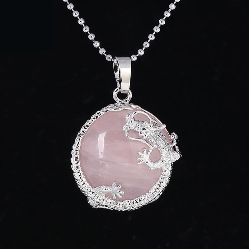 KarmaRipple's Chinese Dragon Authentic Quartz Gemstone Balancing Energy Pendant Necklace p39