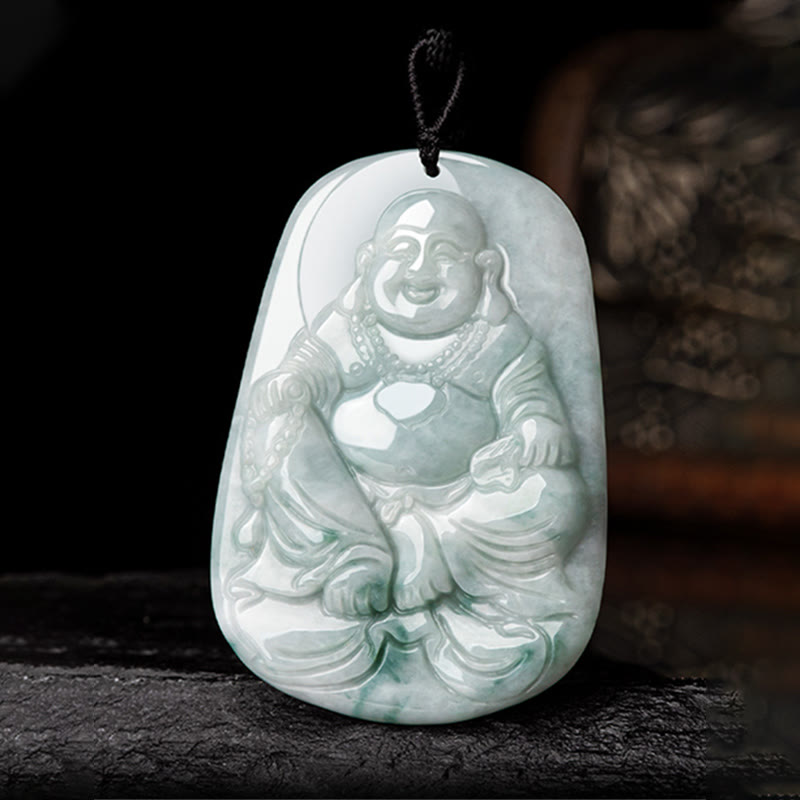 KarmaRipple's Authentic Jade Laughing Buddha Maitreya Buddha Fortune String Pendant Necklace p6