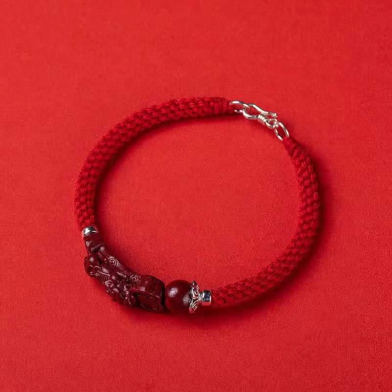 KarmaRipple's Handcrafted PiXiu Cinnabar Wealth Fortune Woven Bracelet p32
