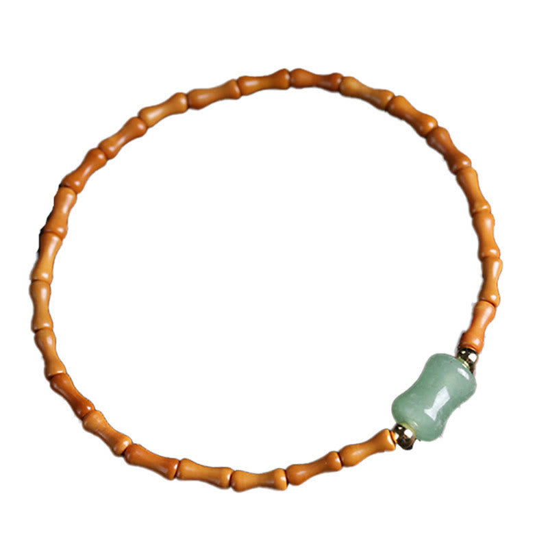 KarmaRipple's Authentic Olive Pit Green Aventurine Bamboo Pattern Fortune Bracelet p11