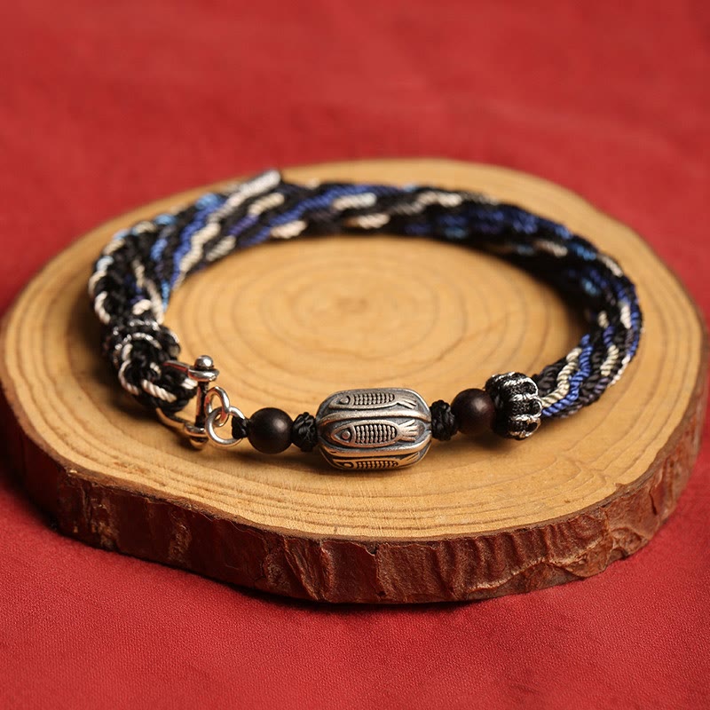 KarmaRipple's 925 Sterling Silver Koi Fish Wealth Reincarnation Weave Braid String Bracelet p3