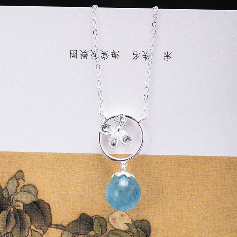 KarmaRipple's 925 Sterling Silver Authentic Aquamarine Leaf Flower Peace Earrings Pendant p13