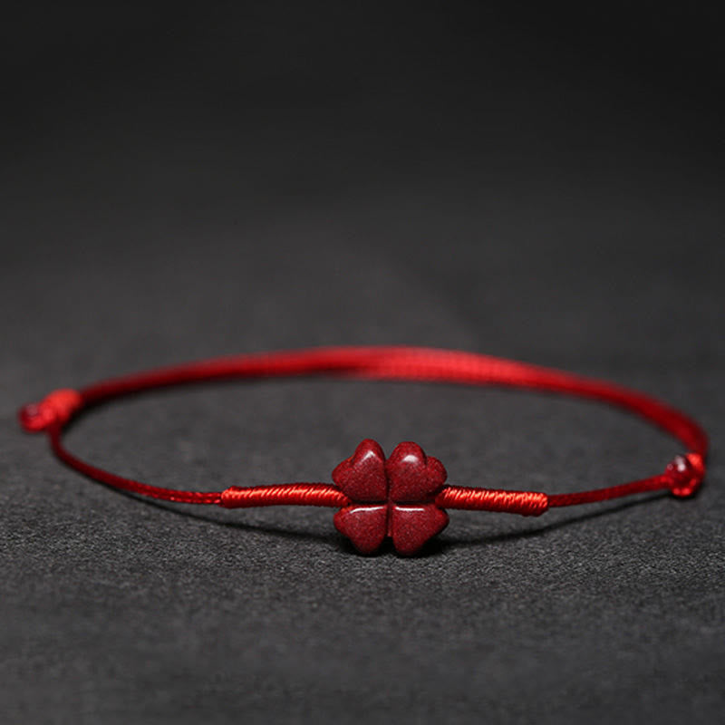 KarmaRipple's Handmade Plum Blossom Four Leaf Clover PiXiu Lotus Koi Fish Cinnabar Blessing Braid Bracelet p2