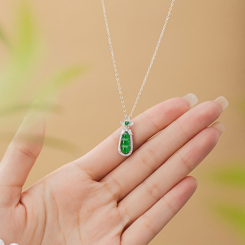 KarmaRipple's 925 Sterling Silver Cyan Jade Pea Design Fortune Balancing Pendant Necklace p4
