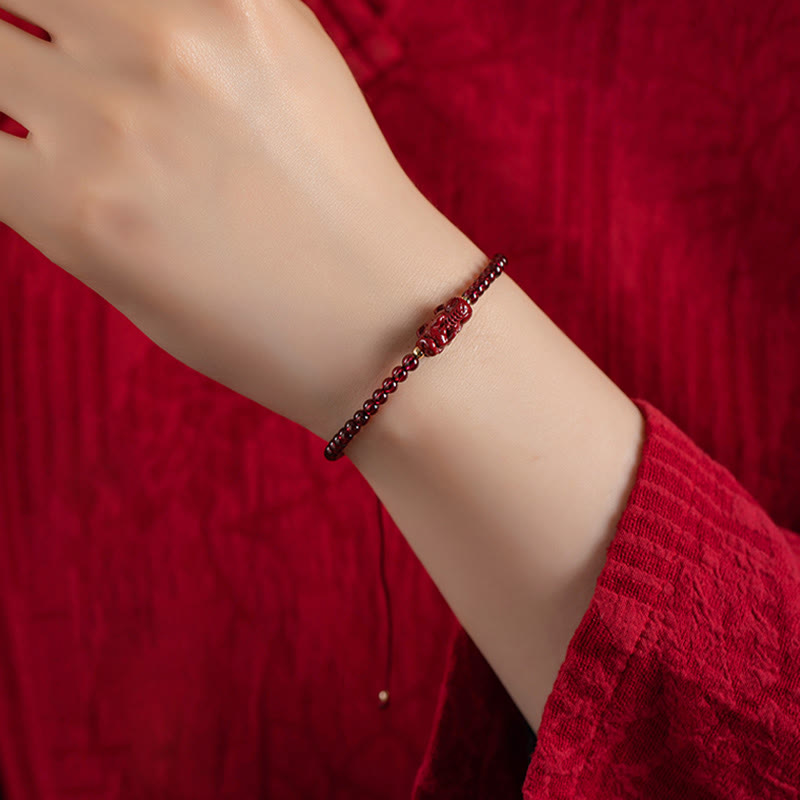 KarmaRipple's Garnet Cinnabar PiXiu Blessing Calm String Bracelet p14