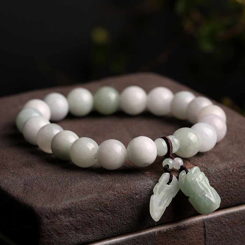 KarmaRipple's Authentic Jade Pi Xiu Buddha Gourd Apple Success Bracelet p1