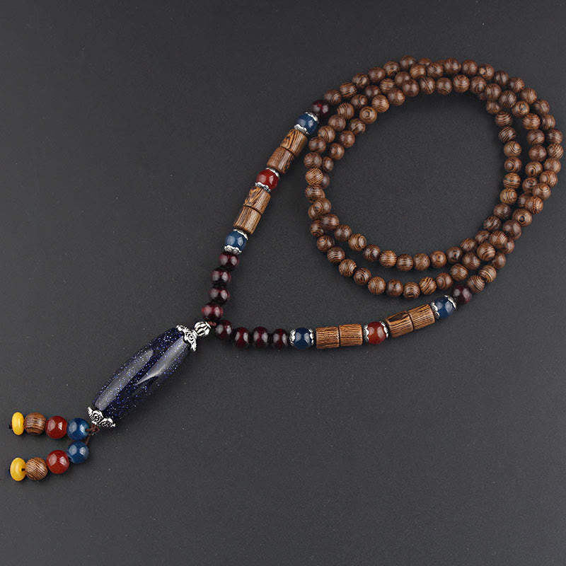 KarmaRipple's Tibetan Wenge Wood Bodhi Seed Agate Balance Peace Pendant Necklace p10