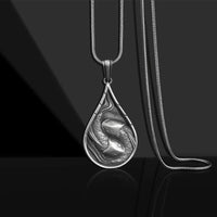 KarmaRipple's Double Fortunate Koi Fish Prosperity Pure Tin Water Drop Pattern Pendant Necklace