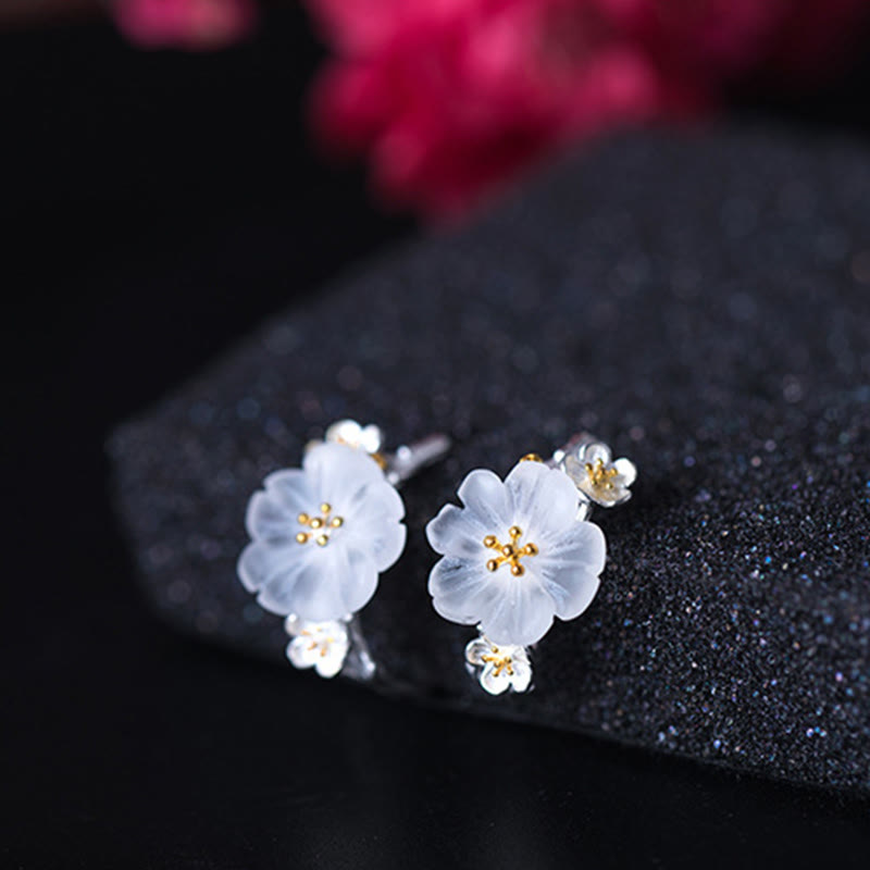 KarmaRipple's 925 Sterling Silver Plum Blossom Floral Blessing Earrings p16
