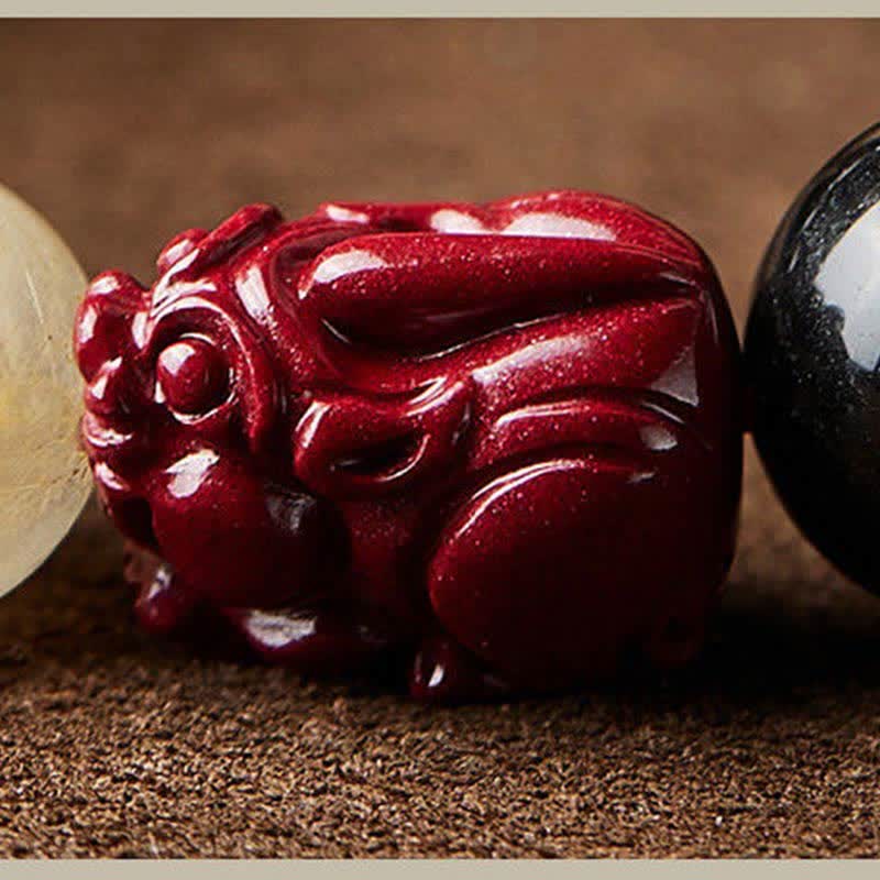 KarmaRipple's Gold Sheen Obsidian PiXiu Cinnabar Om Mani Padme Hum Protection Bracelet p15