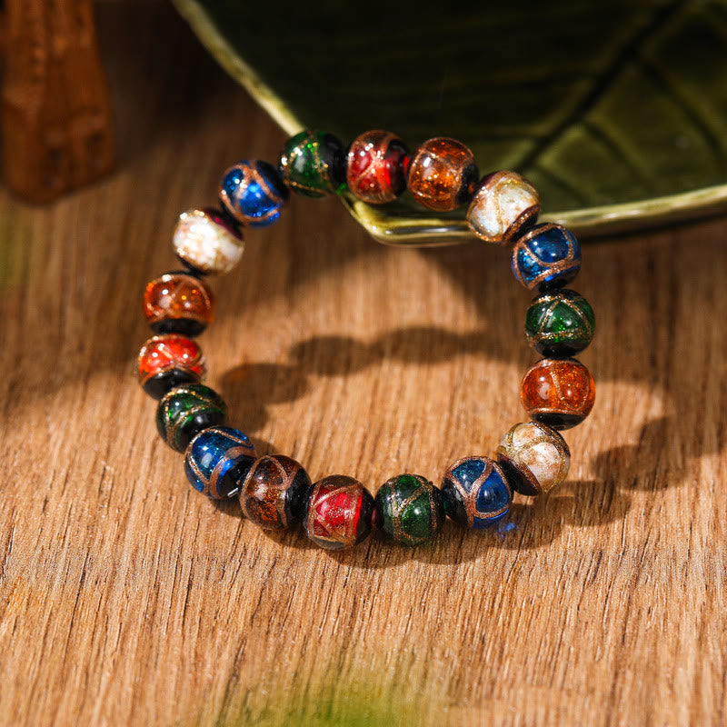 KarmaRipple's Tibetan Classic Liuli Glass Bead Fortune Wealth Bracelet ( p1