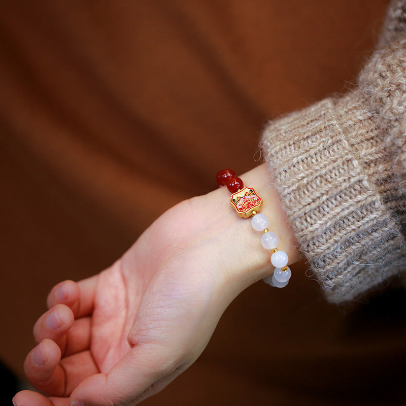 KarmaRipple's Red Agate Ivory Agate Strength Balancing Bracelet p7