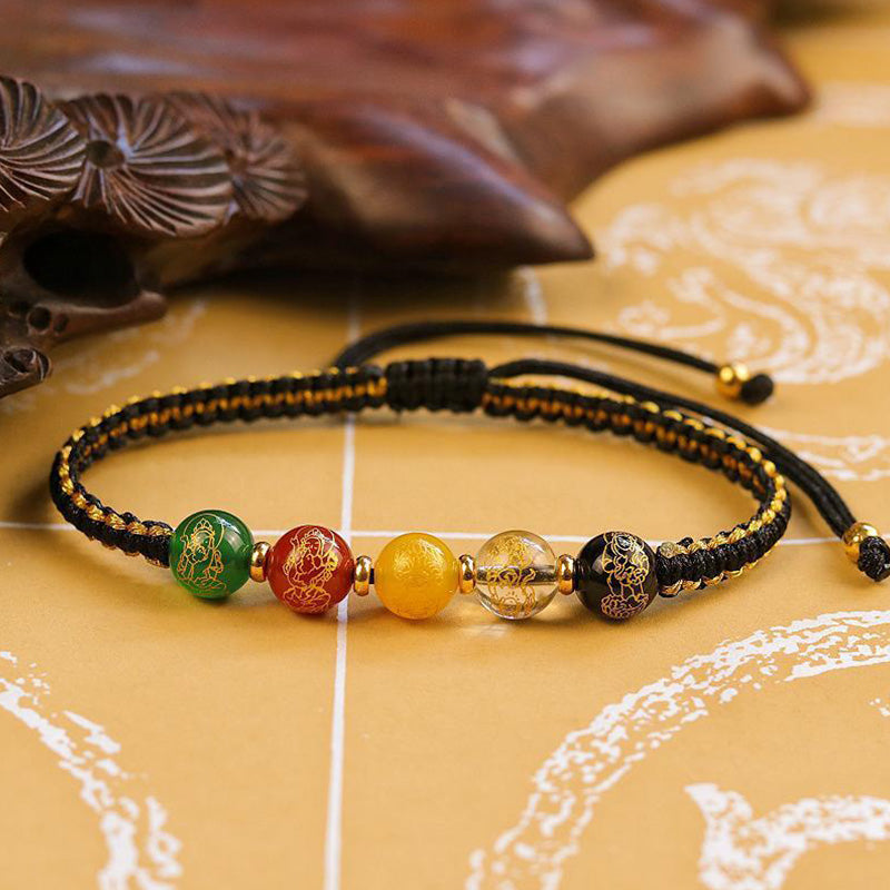 KarmaRipple's Five Directions Gods of Wealth Agate Handmade Protection String Braid Bracelet p3