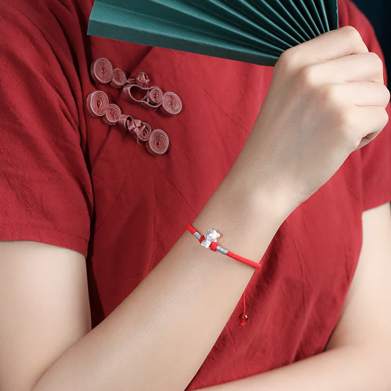 KarmaRipple's 999 Sterling Silver Chinese Zodiac Fortune Strength Red String Bracelet p14