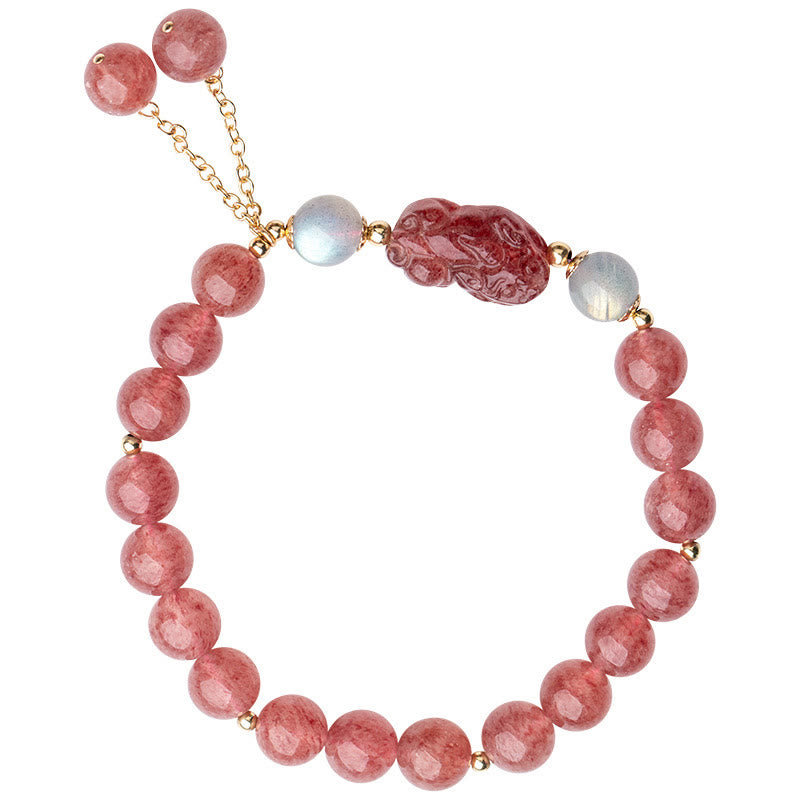 KarmaRipple's Authentic Strawberry Quartz Moonstone PiXiu Love Balancing Bracelet p9