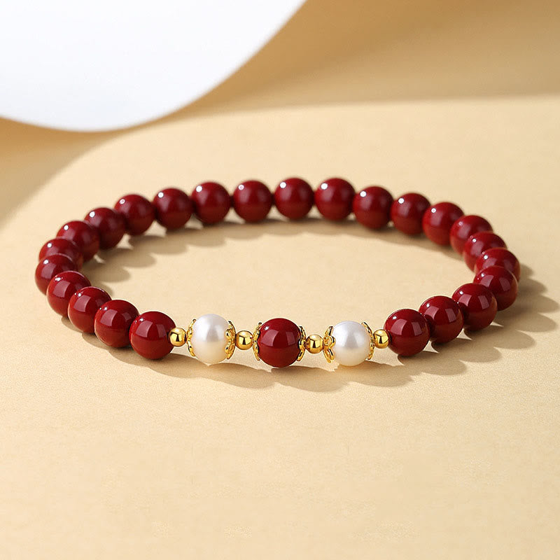 KarmaRipple's 925 Sterling Silver Authentic Cinnabar Pearl Blessing Pendant Necklace Bracelet Earrings Jewelry Set p4