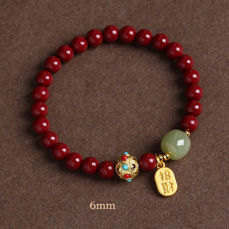 KarmaRipple's Cinnabar Green Aventurine Fortune Protection Talisman Bracelet p1