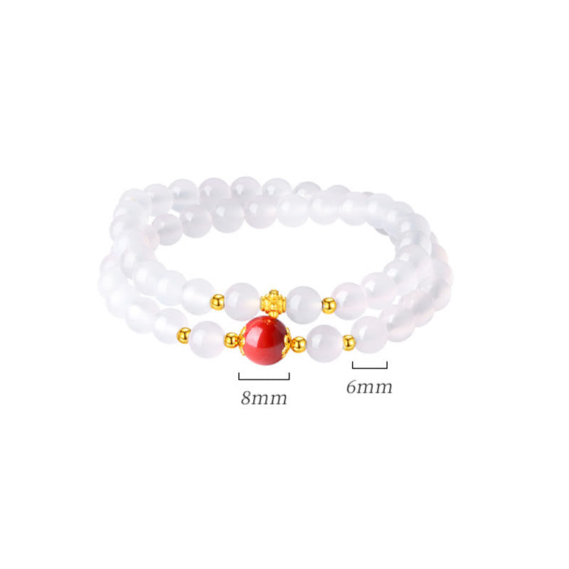 KarmaRipple's 925 Sterling Silver Authentic Ivory Agate Cinnabar Double Wrap Protection Bracelet p13