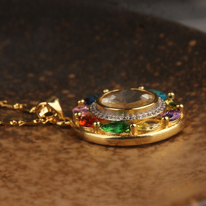 KarmaRipple's Colorful Zircon Bronze Wealth Fortune Rotation Bracelet Pendant Necklace p8