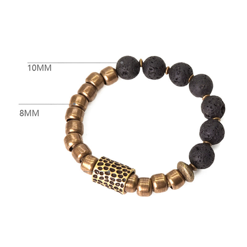 KarmaRipple's Lava Rock Stone Rainbow Obsidian Bronze Support Balancing Bracelet p10
