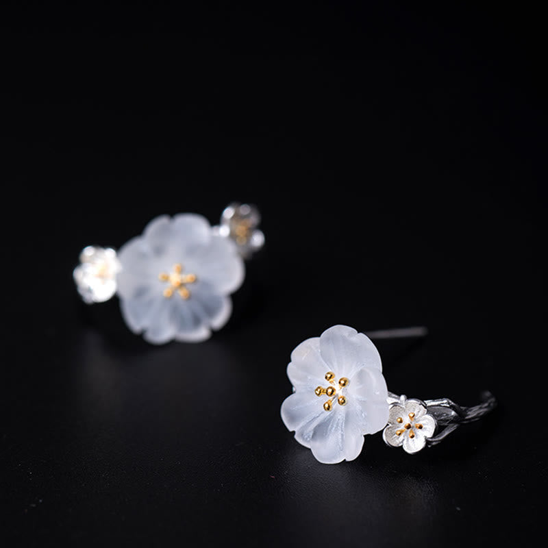 KarmaRipple's 925 Sterling Silver Plum Blossom Floral Blessing Earrings p14